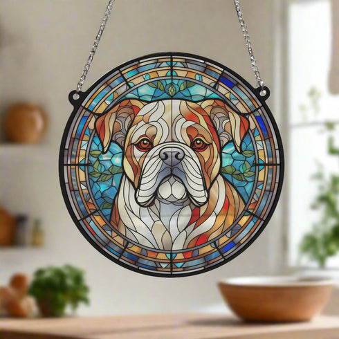 Bulldog Stained Glass Effect Suncatcher